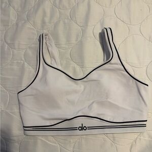 ALO Yoga White Sports Bra with Black Trim